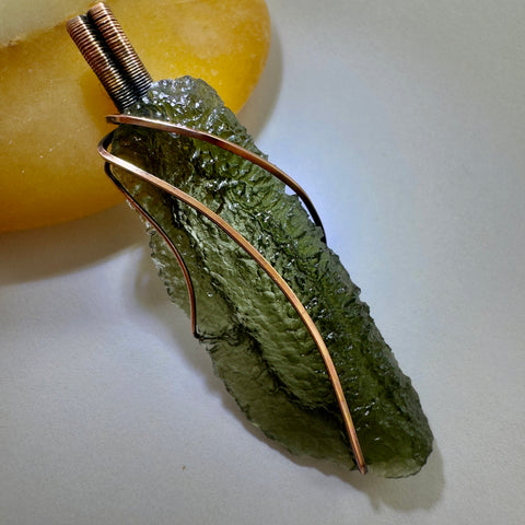 Moldavite Copper Pendant | 6.78g | Marouskovo Pole