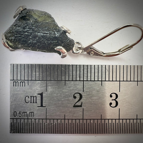 Moldavite Sterling Silver Earrings | 2.76g | Chlum
