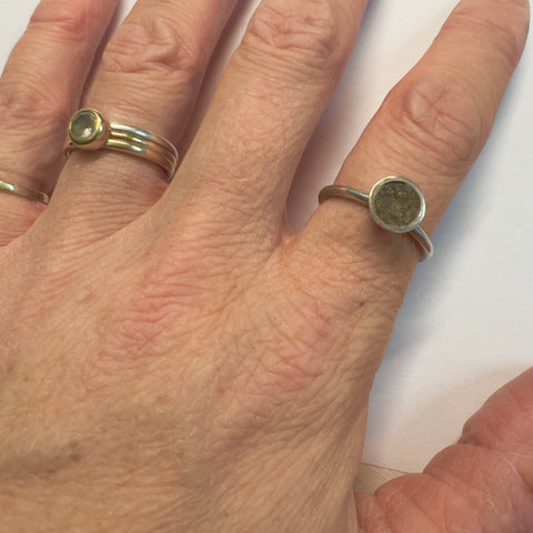 Moldavite Silver Ring - Size 8