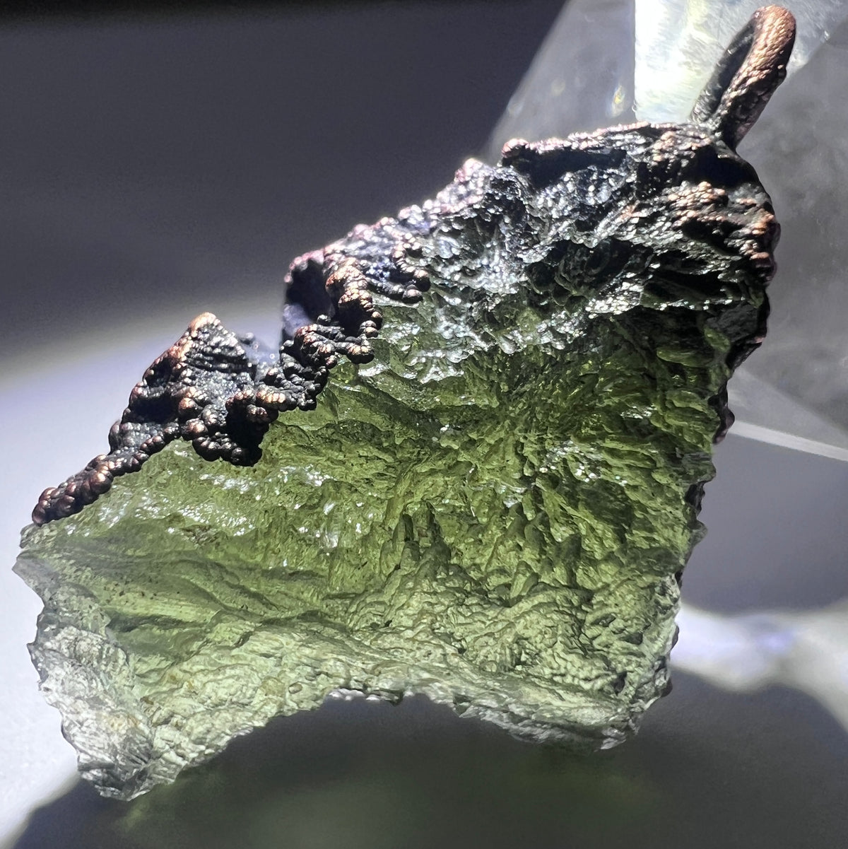 Copper Electroformed Moldavite Pendant | 3.06g | Chlum