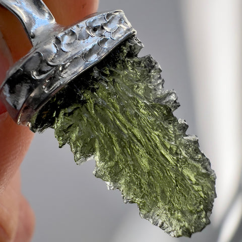 Soft Soldered Moldavite Pendant | 3.1g | Maly Chlum
