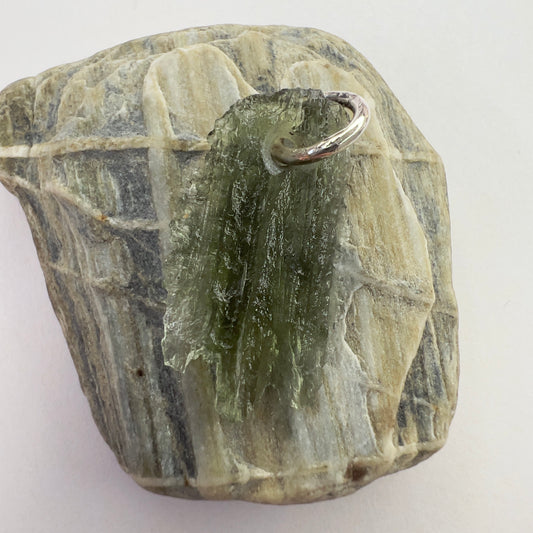 Silver Moldavite Pendant | 1.11g | Chlum