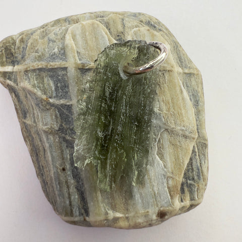Silver Moldavite Pendant | 1.11g | Chlum