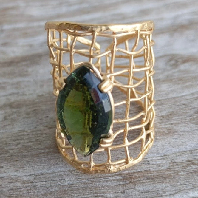 Gold Plated Sterling Silver Ring | Size 7.5 (P) | Chlum