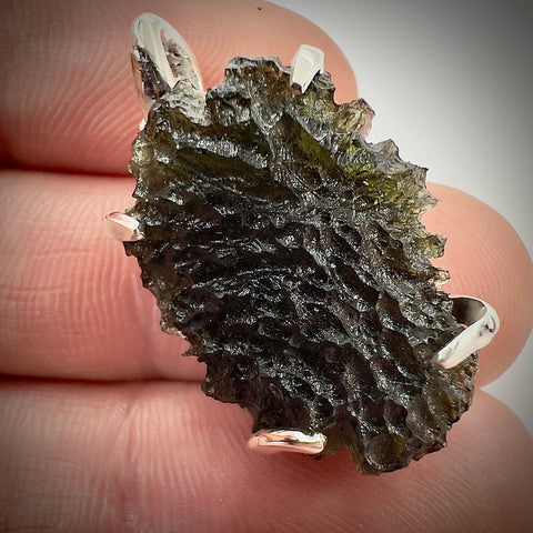 Sterling Silver Moldavite Pendant | 4.26g | Maly Chlum