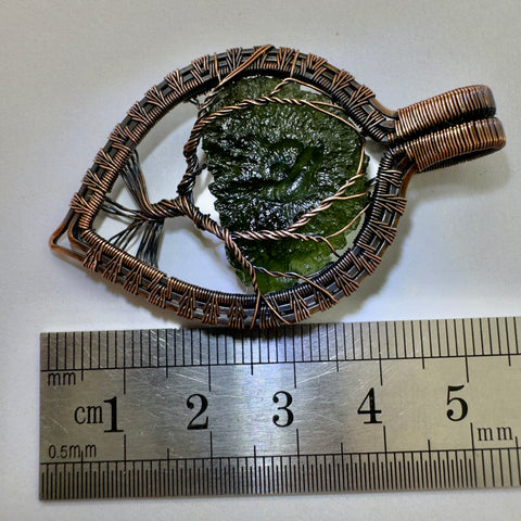 Moldavite Copper Tree of Life pendant | 4.03g | Chlum