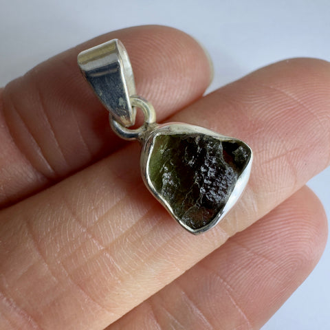 Sterling Silver Moldavite Pendant | 1.78g | Chlum