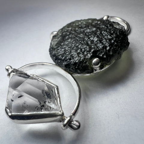 Moldavite & Spinning Herkimer pendant I 3.53g I Chlum