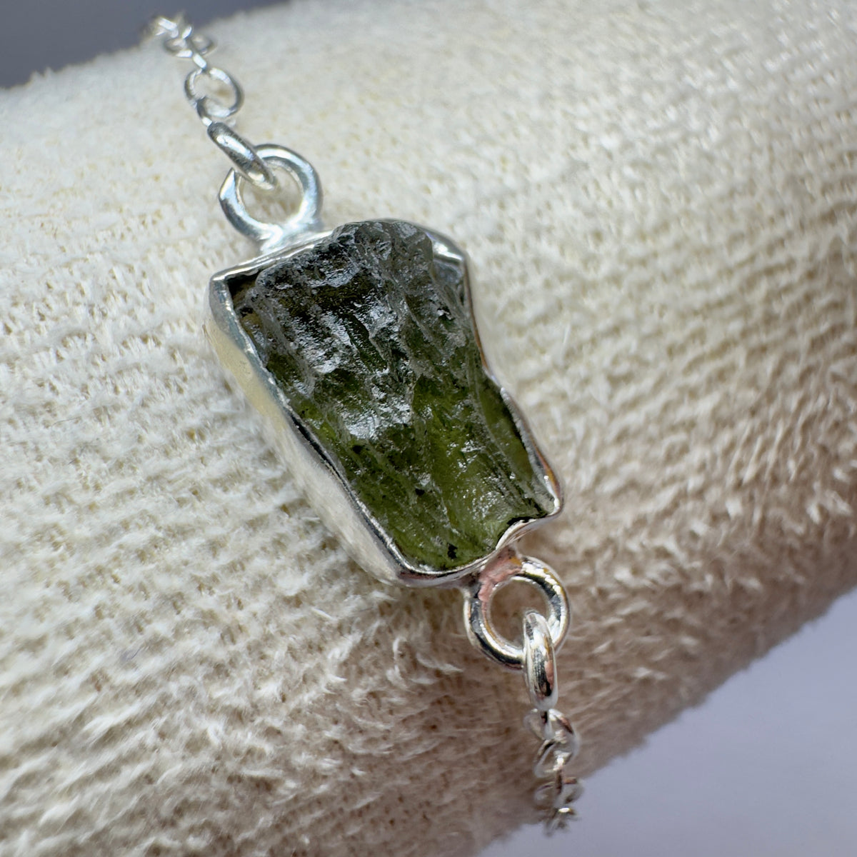 Sterling Silver Moldavite Bracelet | 3.45g | Chlum