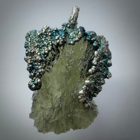Silver Plated Moldavite Pendant | 1.94g | Chlum