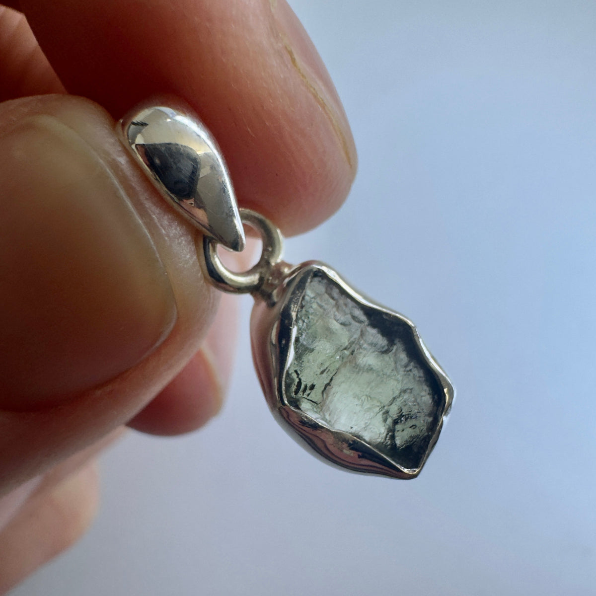 Sterling Silver Moldavite Pendant | 1.4g | Chlum