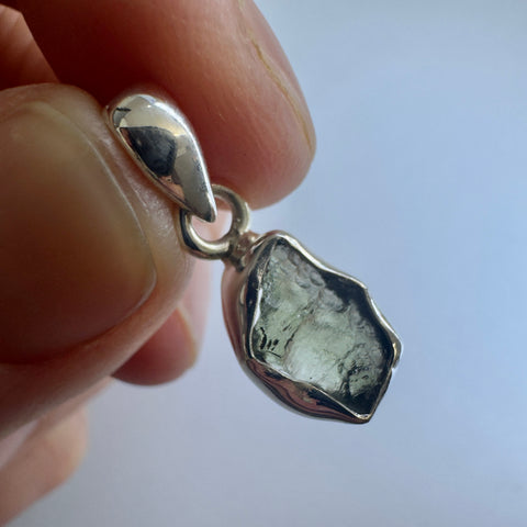 Sterling Silver Moldavite Pendant | 1.4g | Chlum