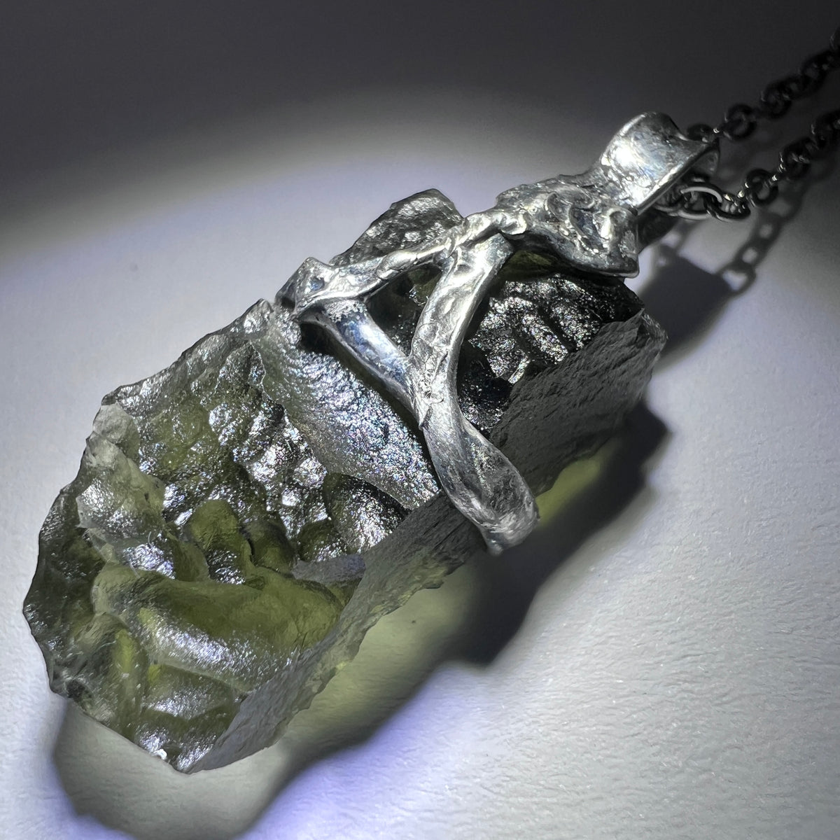 Soft Soldered Moldavite Pendant | 3.03g | Kosov