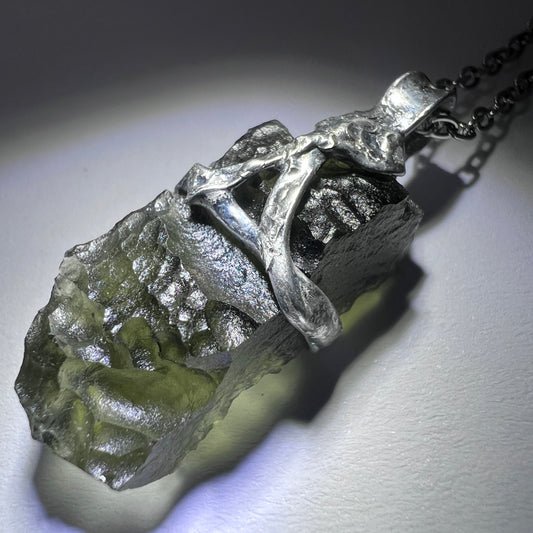 Soft Soldered Moldavite Pendant | 3.03g | Kosov