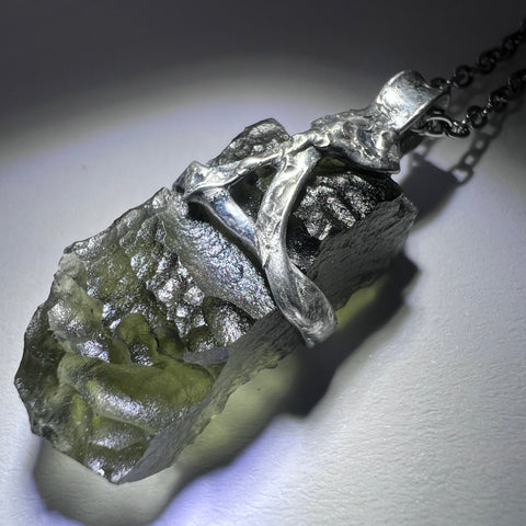 Soft Soldered Moldavite Pendant | 3.03g | Kosov