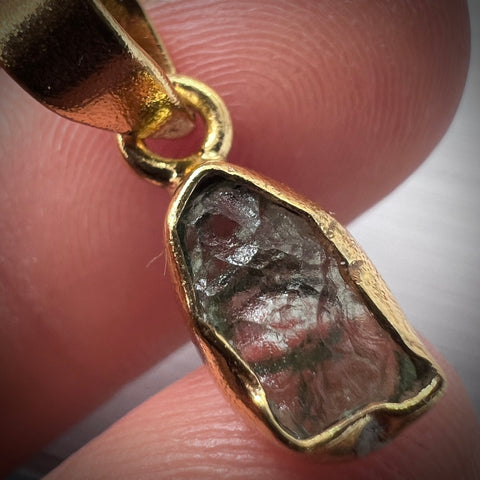 Gold Plated Moldavite Pendant | 1.29g | Chlum