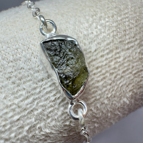 Sterling Silver Moldavite Bracelet | 3.09g | Chlum