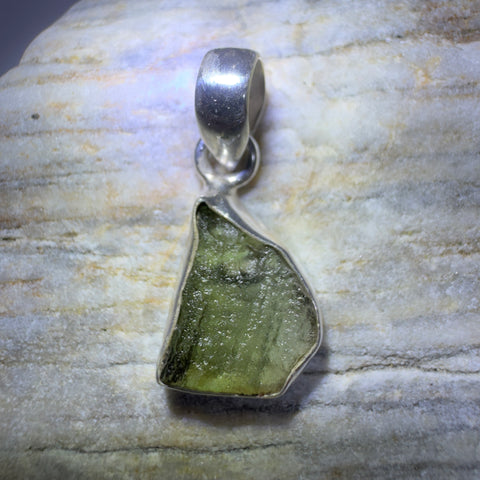 Sterling Silver Moldavite Pendant | 1.63g | Chlum