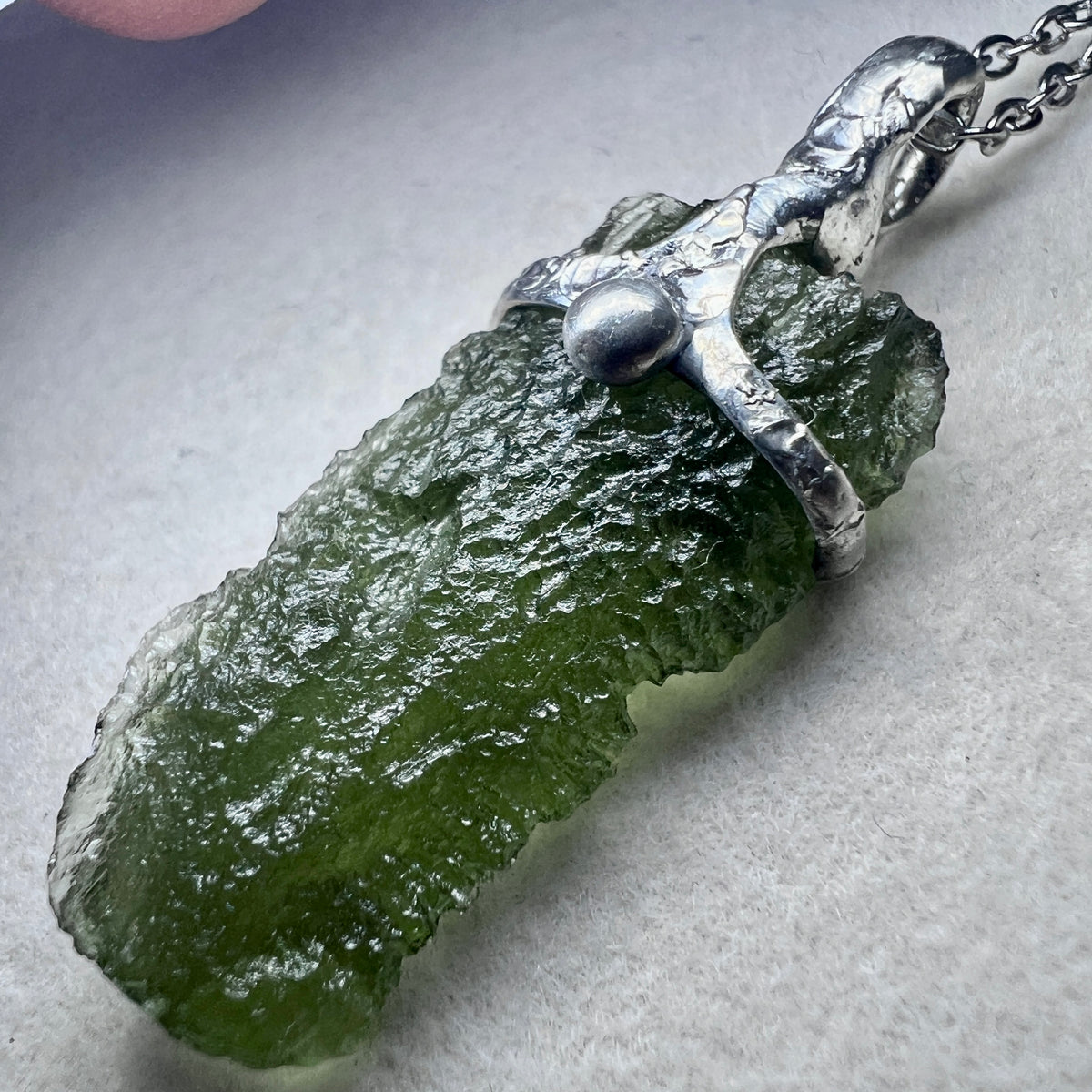 Soft Soldered Moldavite Pendant | 3.45g | Chlum