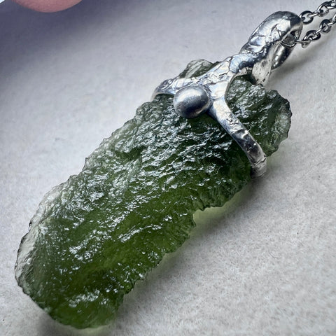 Soft Soldered Moldavite Pendant | 3.45g | Chlum