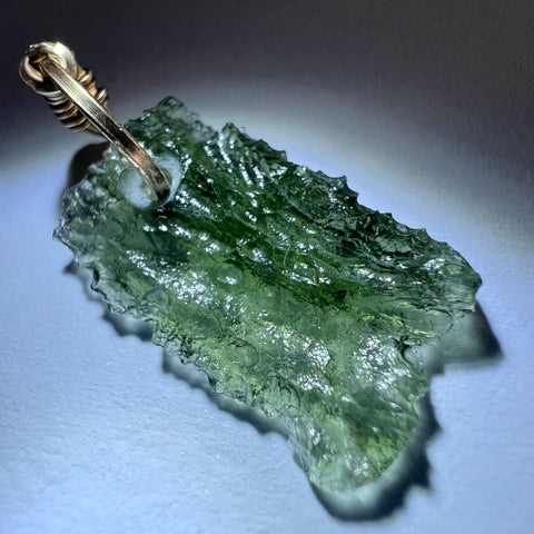 Moldavite Pendant – Gold Wrap