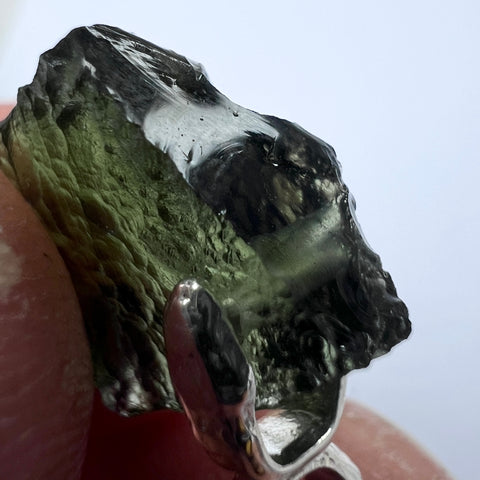Sterling Silver Moldavite Pendant | 2.30g Total | Marouskovo Pole