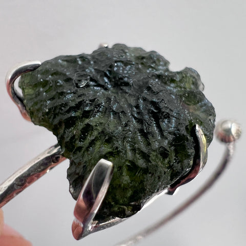 Sterling Silver Moldavite Bracelet | 4.45g | Chlum