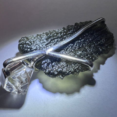 Moldavite & Herkimer Silver pendant | 8g | Marouskovo Pole