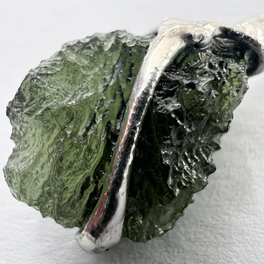 Soft Soldered Moldavite Necklace 1.9g Maly Chlum