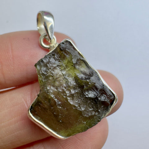 Sterling Silver Moldavite Pendant | 4.36g | Chlum