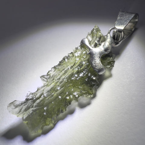 Soft Soldered Moldavite Pendant | 1.1g | Maly Chlum