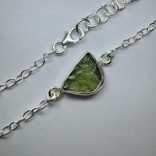 Sterling silver Moldavite bracelet 3.19g Chlum