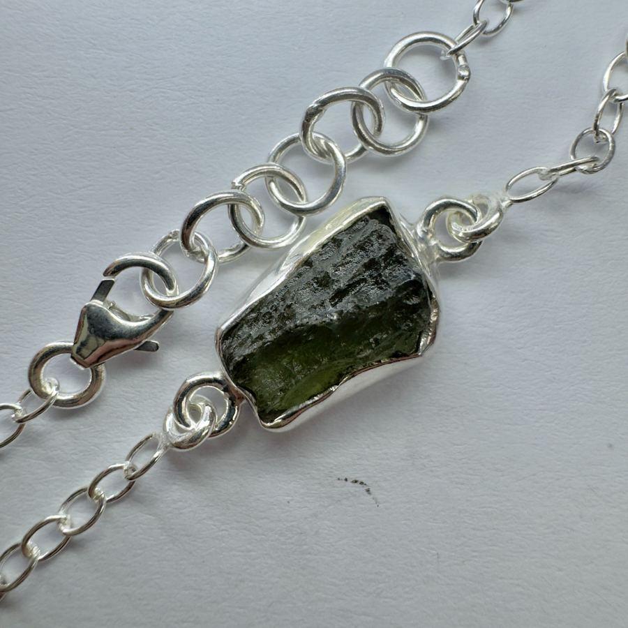 Sterling silver Moldavite bracelet 3.45g Chlum