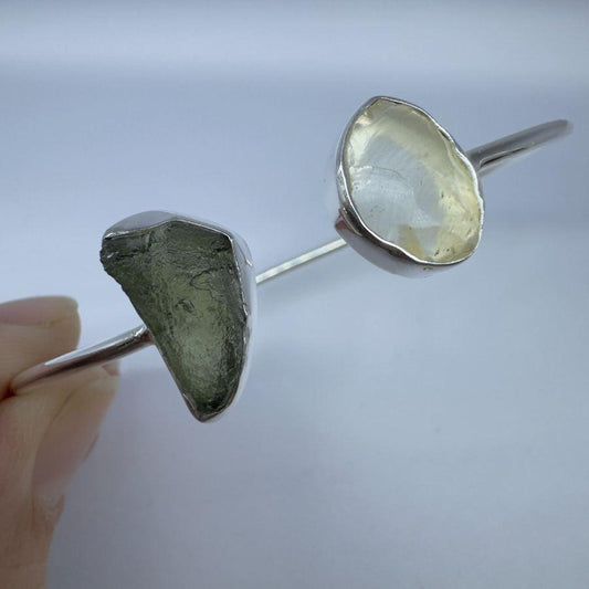 Sterling Silver Moldavite & LDG Bracelet | 1.2g | Chlum