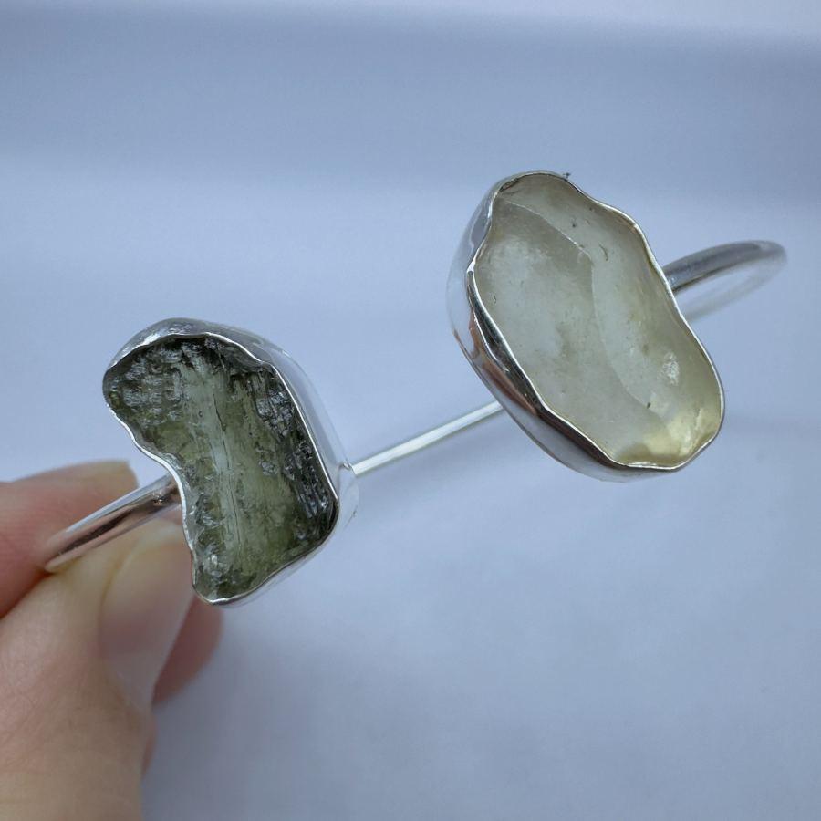 Sterling Silver Moldavite & LDG Bracelet | 1.1g | Chlum