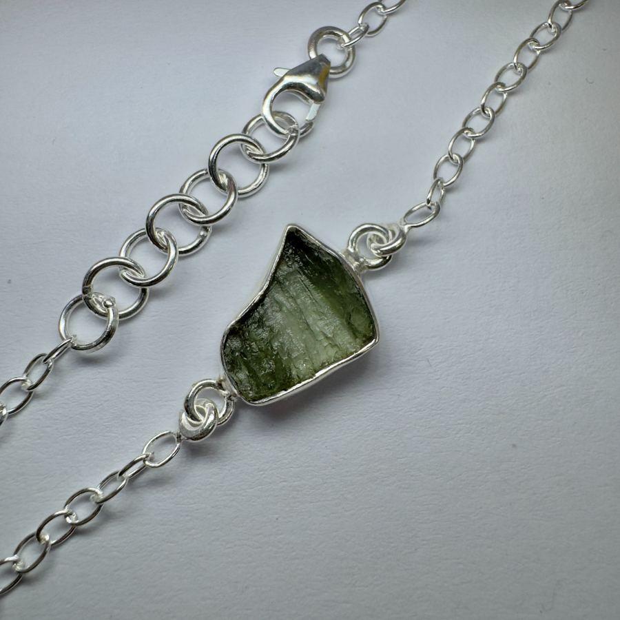 Sterling silver Moldavite bracelet 3.25g Chlum