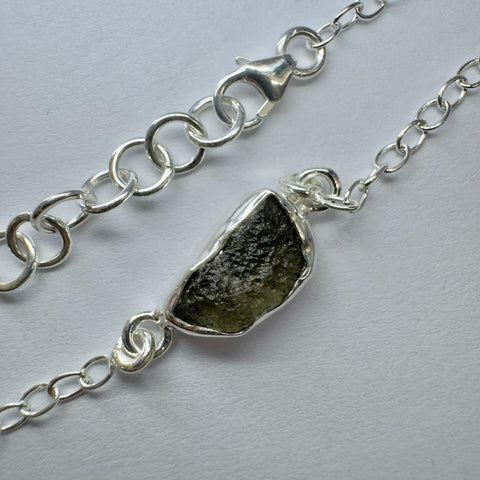 Sterling silver Moldavite bracelet 3.09g Chlum