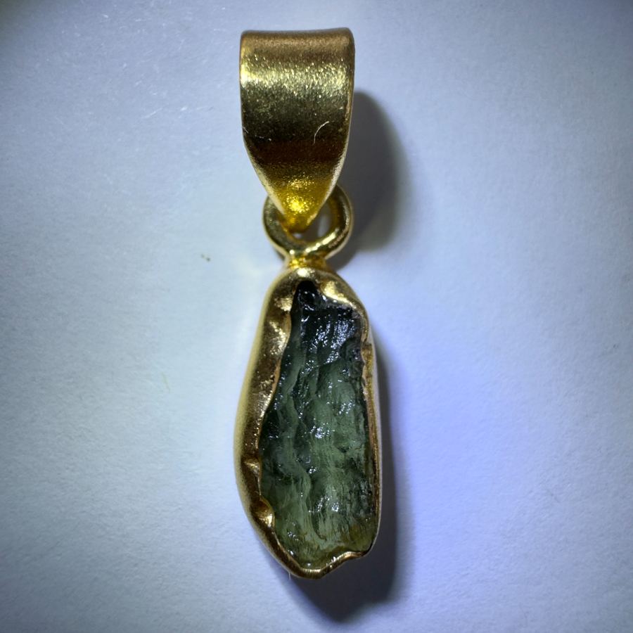 Gold plated Natural Moldavite pendant 1.77g from Chlum