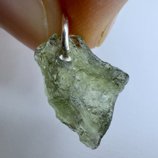 0.85g Chlum Moldavite sterling silver pendant