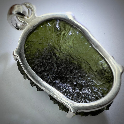 Sterling Silver Moldavite Pendant | 9.6g | Maly Chlum
