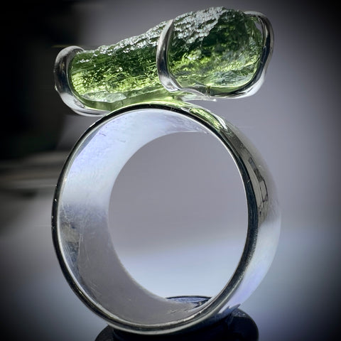 Sterling Silver Moldavite Claw Ring | Size 7 (O) | Chlum