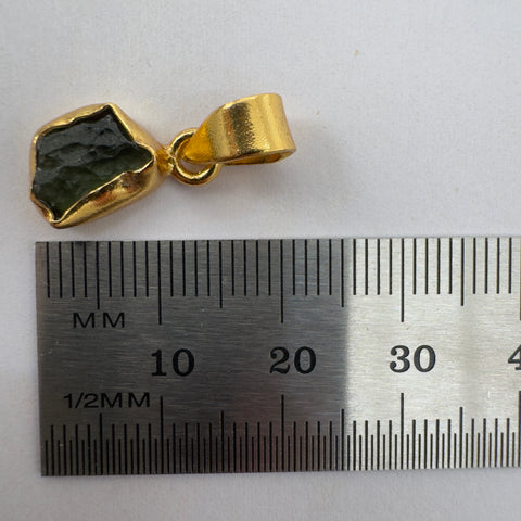 Gold Plated Moldavite Pendant | 1.54g | Chlum