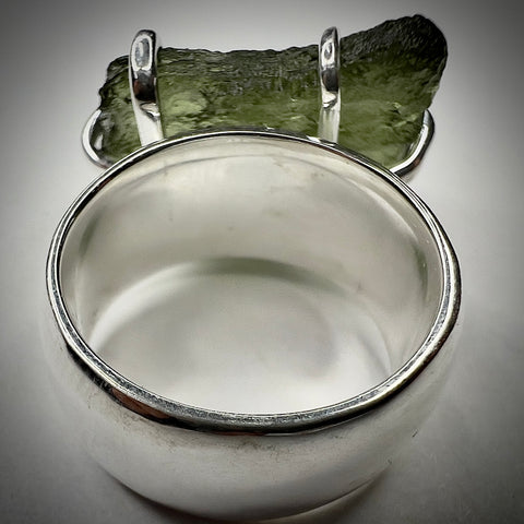 Sterling Silver Moldavite Claw Ring | Size 7 (O) | Chlum