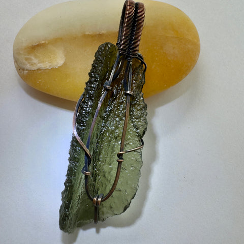 Moldavite Copper Pendant | 6.78g | Marouskovo Pole