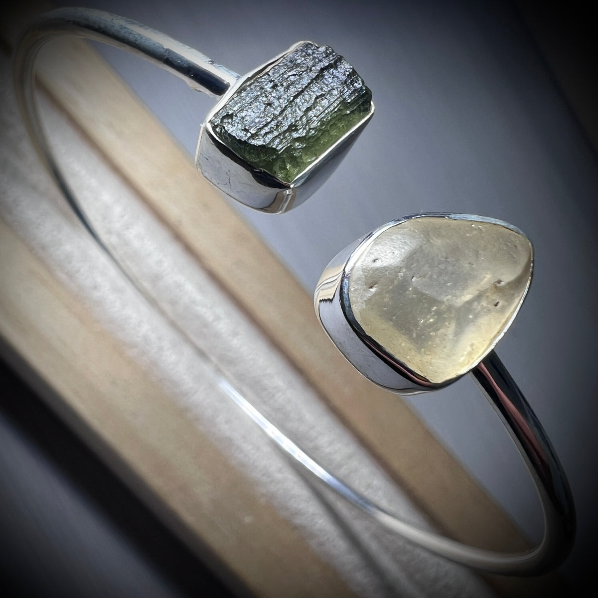 Sterling Silver Moldavite & LDG Bracelet | 0.8g | Chlum