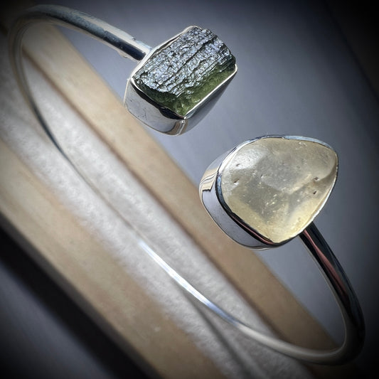 Sterling Silver Moldavite & LDG Bracelet | 0.8g | Chlum