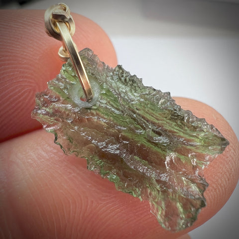 Moldavite Pendant – Gold Wrap