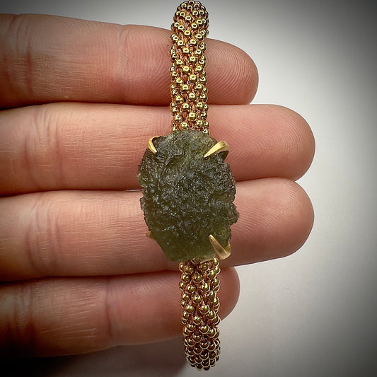 Gold Plated Moldavite Bracelet | 2.1g | Chlum