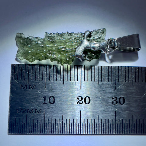 Soft Soldered Moldavite Pendant | 1.1g | Maly Chlum
