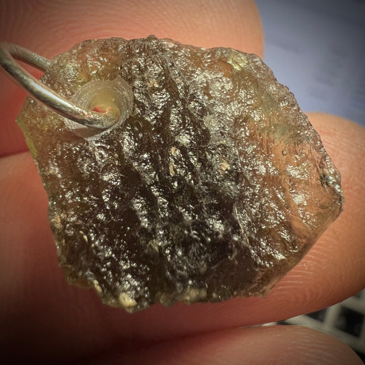 2.72g Natural Moldavite Sterling Silver Pendant